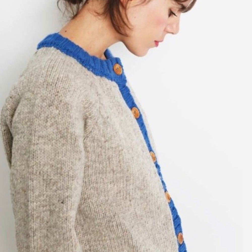 Babaa short sleeve wool button up sweater